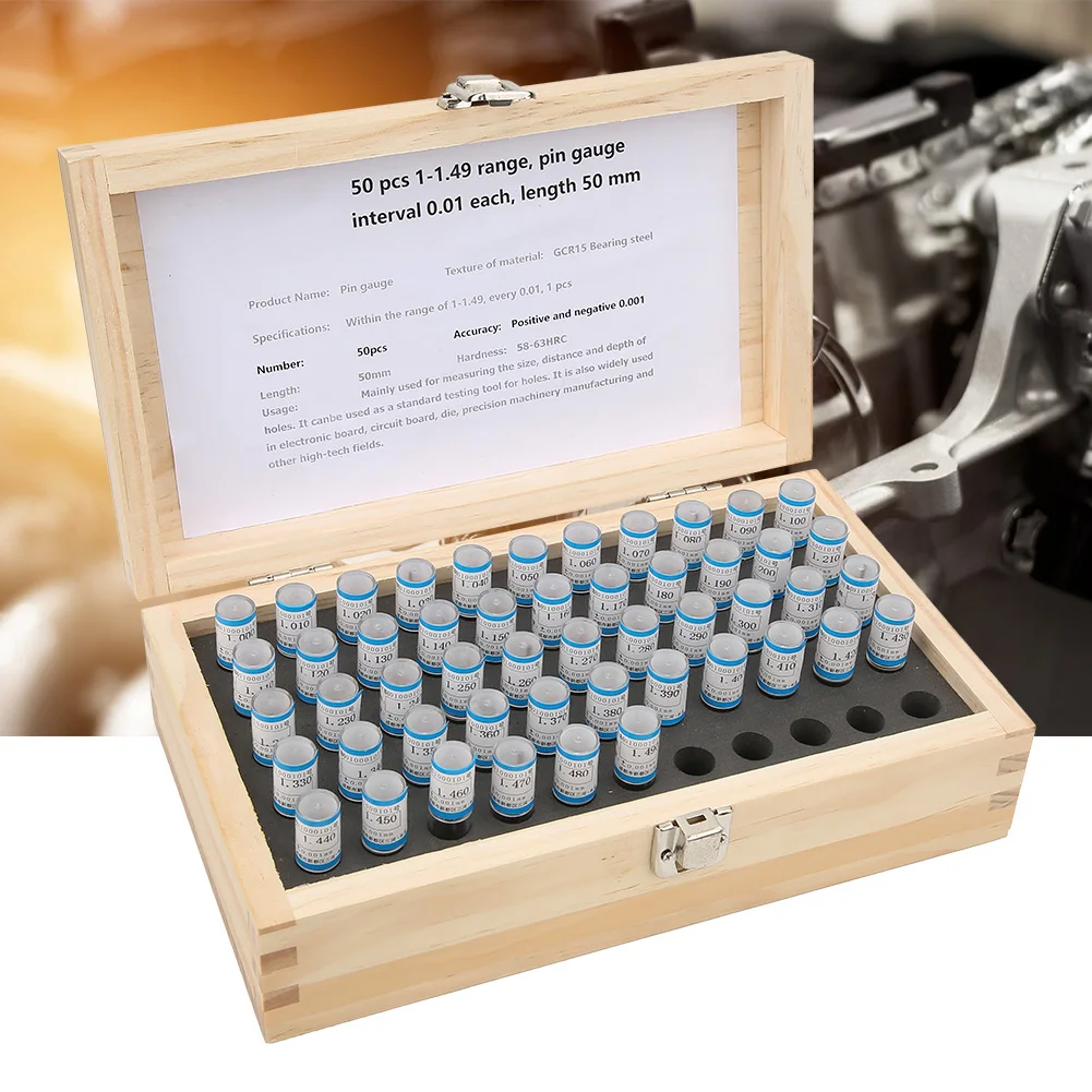 

Pin Gage Plug Gage Plug Gage Set Pin Gage Set 1-1.49mm Plug Pin Gage Set 0.001mm Tolerance Bearing Steel Precision Tool