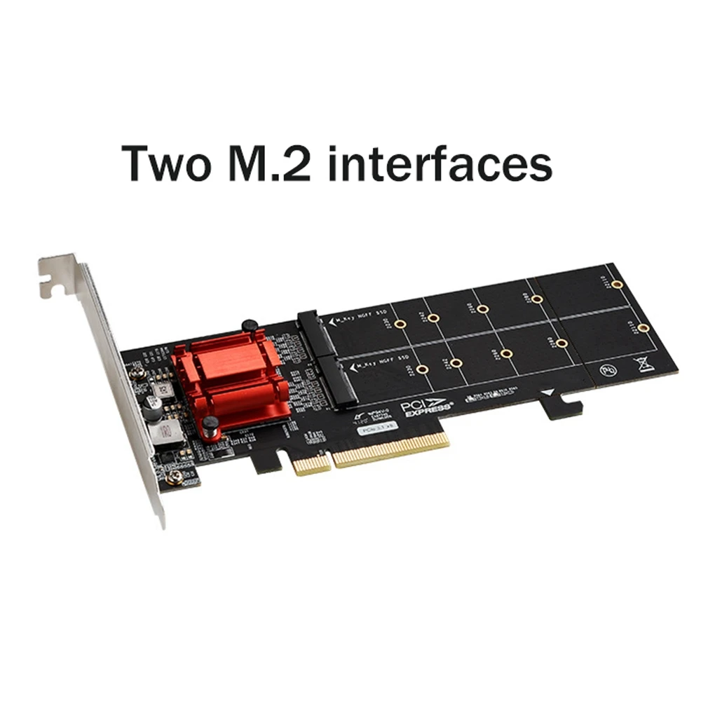 4in1 Dual M.2 NGFF ASM1812 SSD+ Dual SATAIII 6G SSD/HDD to PCI Express 4X Converter Adapter with Low Profile Bracket