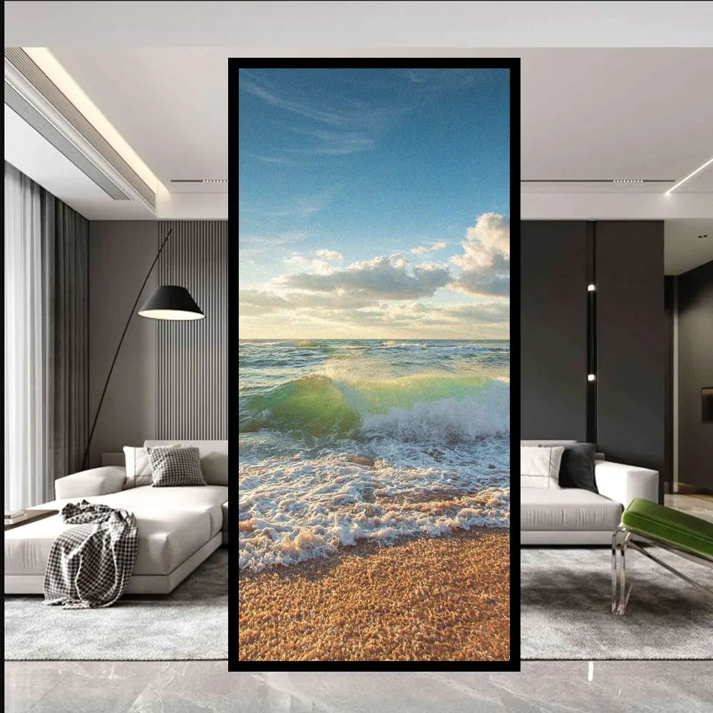 

Glass Window Privacy Tint Film Wave Pattern Frosted Glass Window Sticker Static Clings Bathroom Door Film