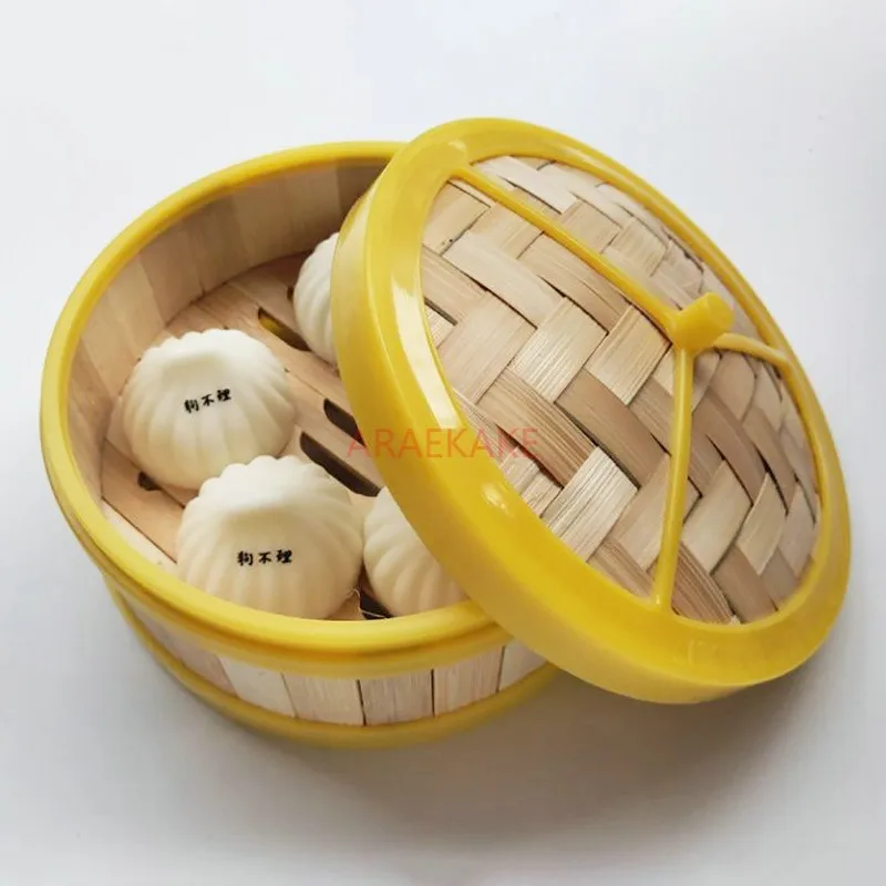 1set Slow rebound toy soft simulation steamed stuffed bun dumpling Mantou pastry fake food steamer model set