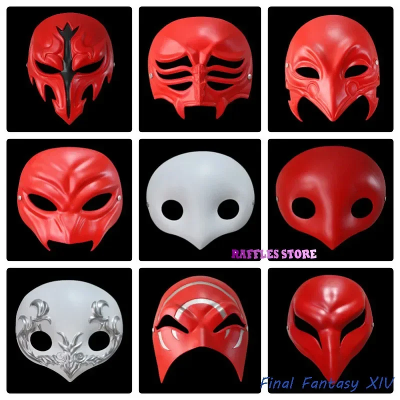 Final Fantasy XIV Ascian Emet Selch Venat Cosplay Prop White Red Game Halloween FFXIV Party Mask Mitron Venat Ancient  Lahab*8*Q
