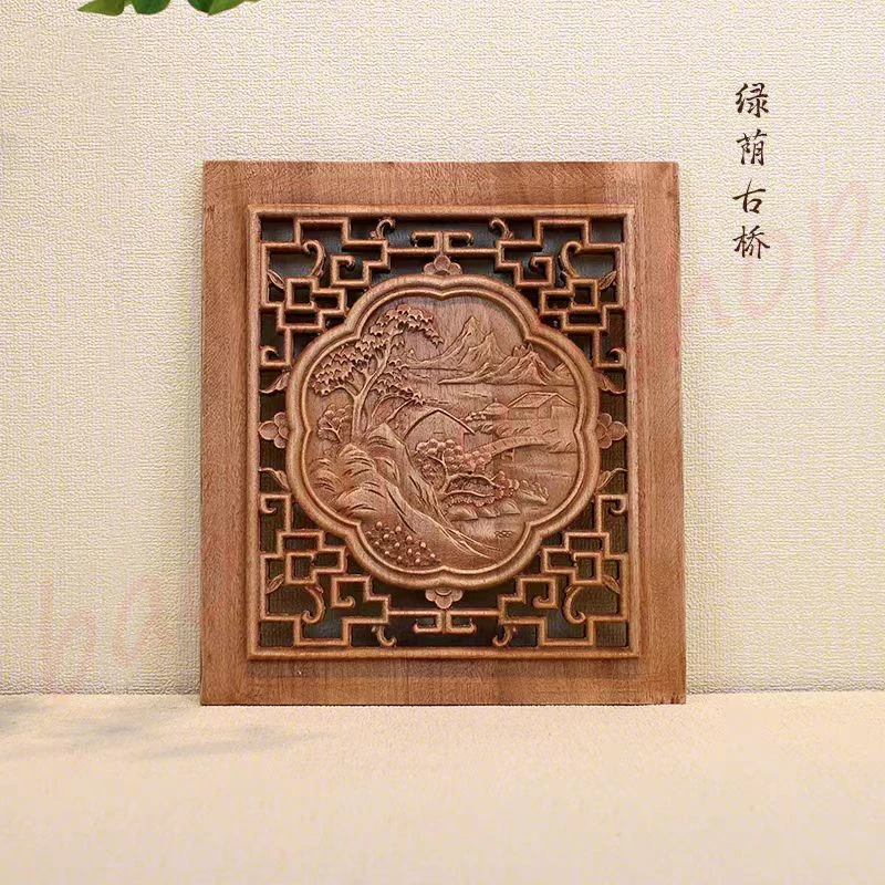 Classical landscape wood carving decoration, Chinese wall decoration, auspicious home decoration