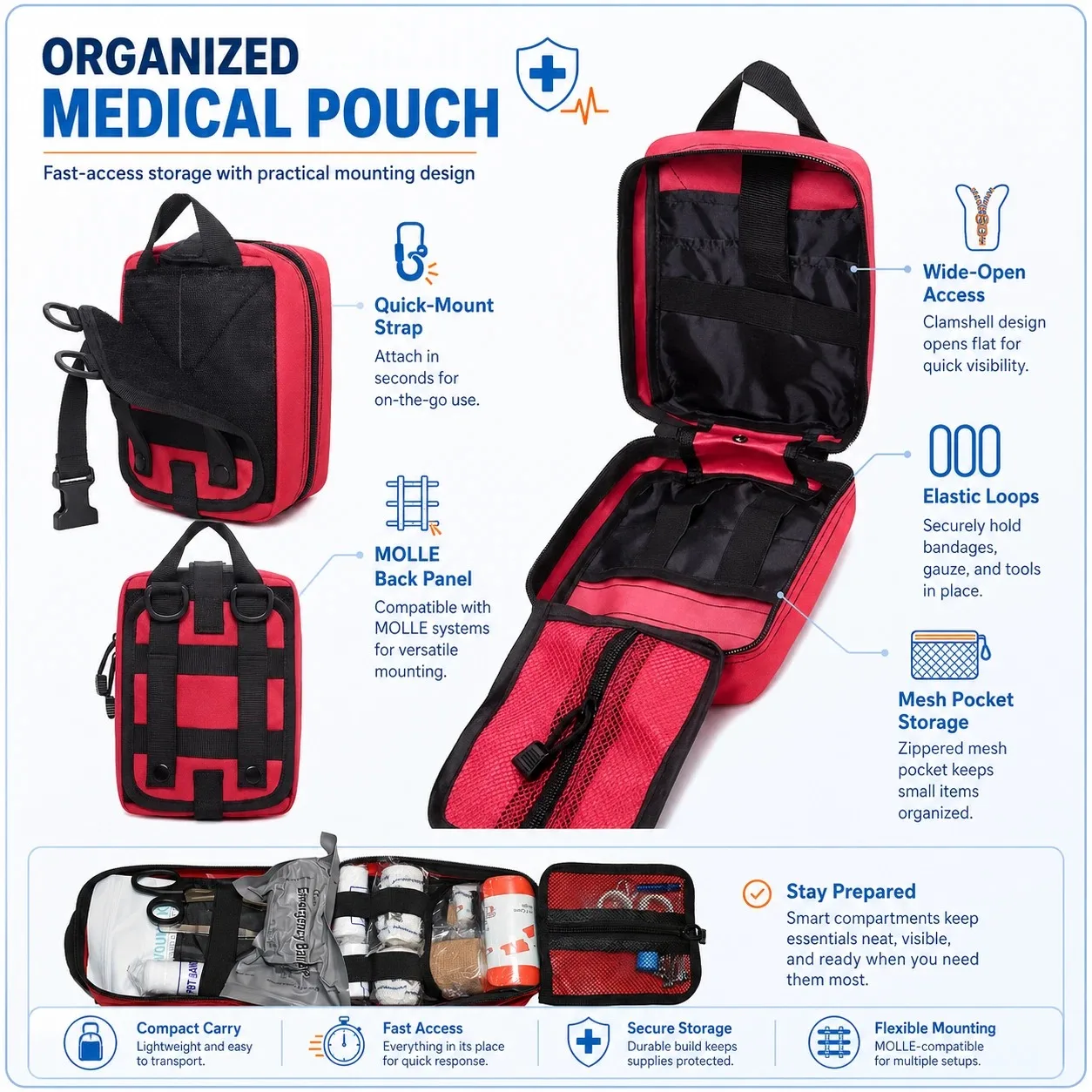 Outdoor First Aid Bag EDC Molle Medical Kit IFAK Survival Emergency Pack EDC Travel Fishing Camping Hiking Hunting Accessories