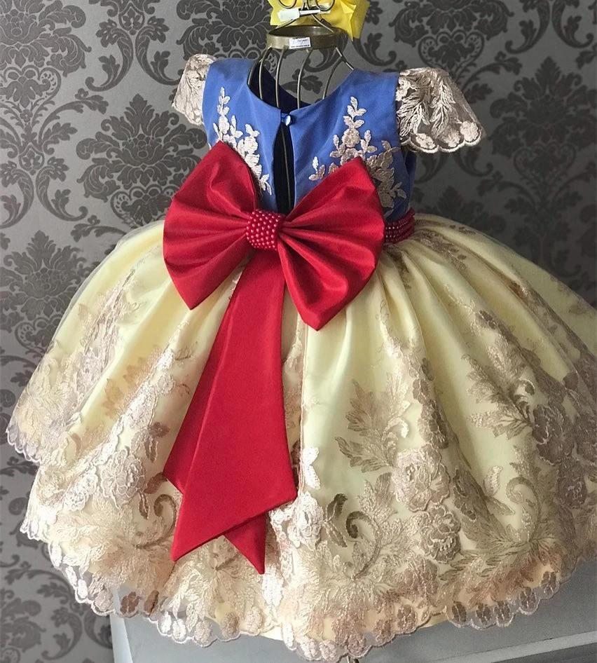 Elegant Girls Retro Court Dress Kids Dresses For Girls Clothes Children Costume Embroidery Princess Party Dress Girl Flower Gown