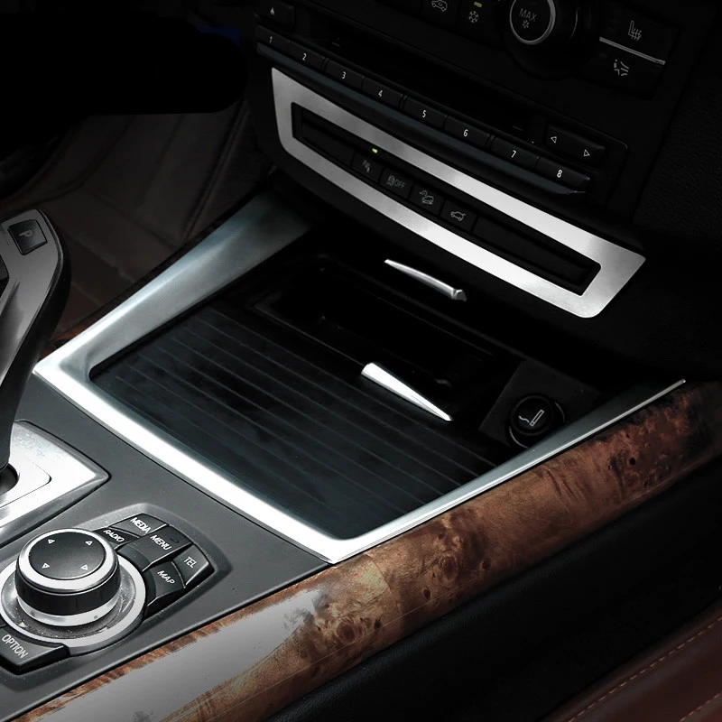Car Styling Center Console Water Cup Holder Cover Frame Decoration Trim For BMW X5 X6 E70 E71 Interior Sticker Auto Accessorries