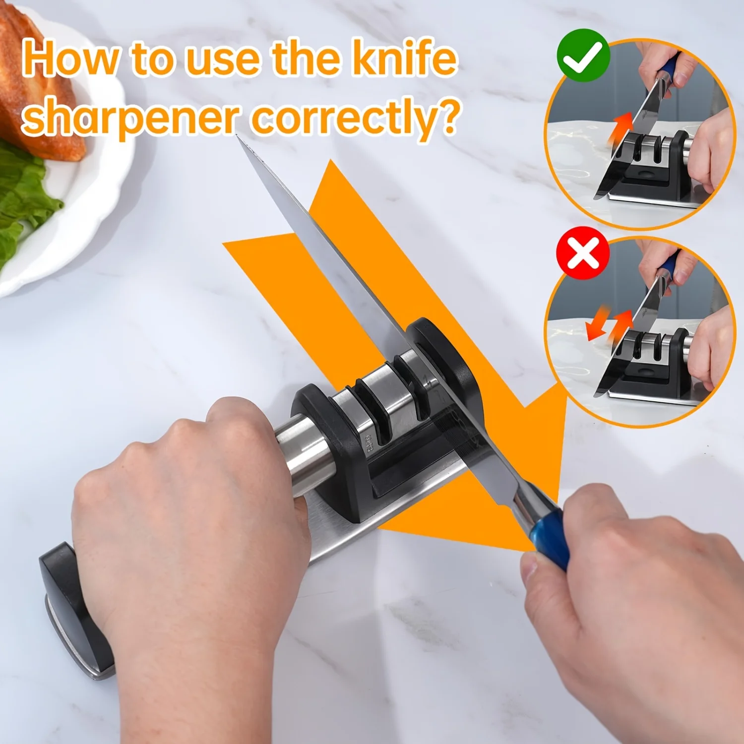 

Multi-functional Stainless Steel Knife Sharpener for Coarse and Fine Grinding, Suitable for All Knives, Easy Sharpening for a Co