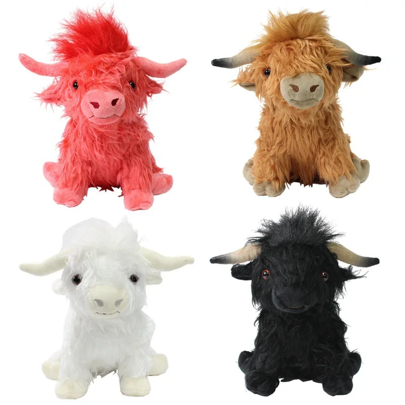 High Quality Highland Cow Plush Toy Fluffy Soft Doll Yak Soft Doll Stuffed Animals 4 Colors 10