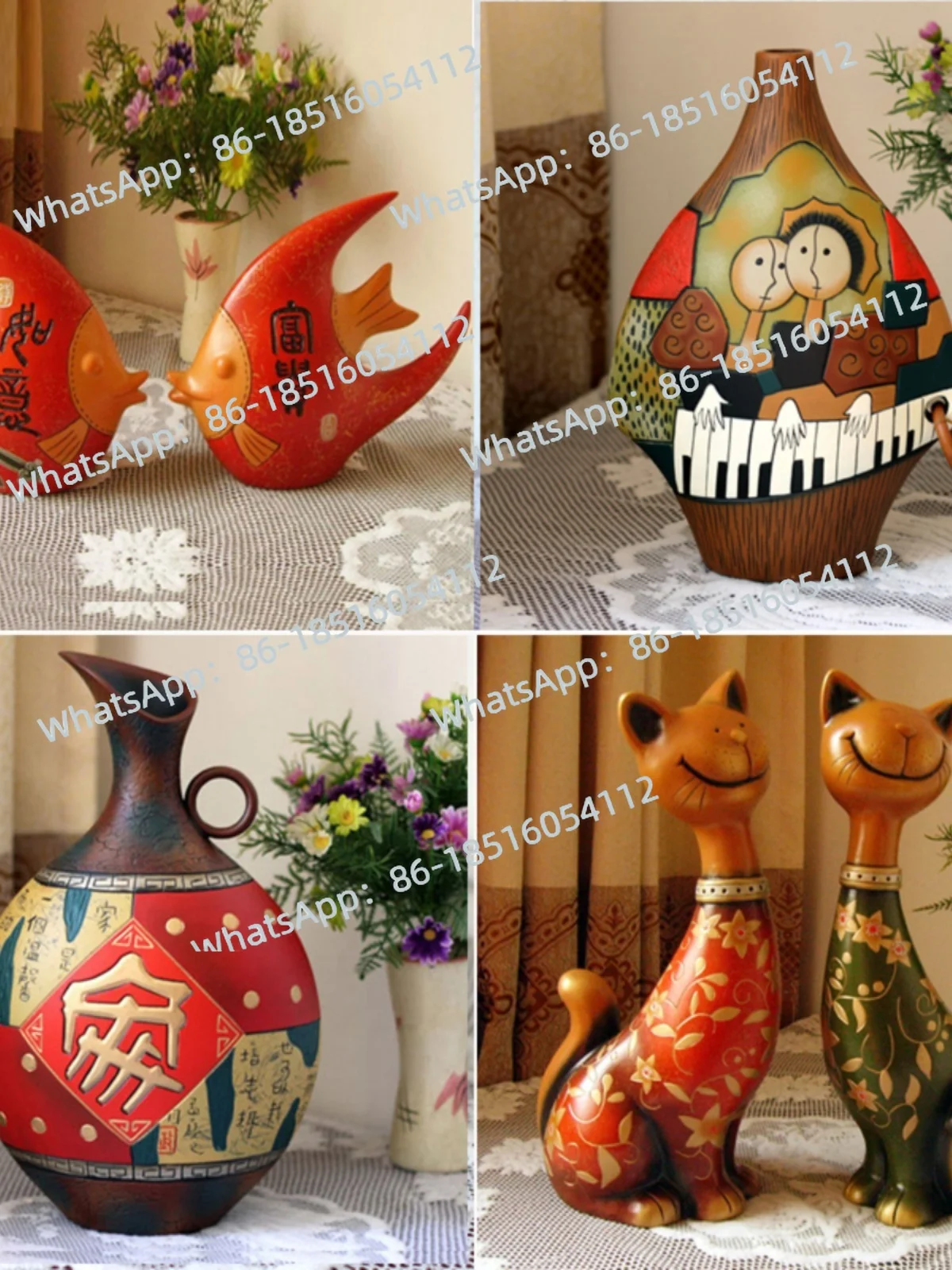 

China red ceramic ornament wedding gift practical vase decoration new house living room decoration