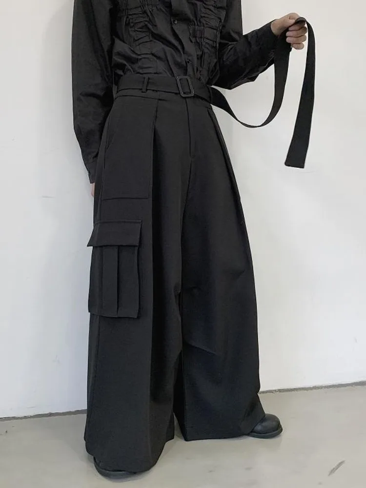 HOUZHOU Y2k Baggy Black Skirt Cargo Pants Vintage Woman Goth Oversized Harajuku Korean Fashion Japanese Trousers Gothic Pockets