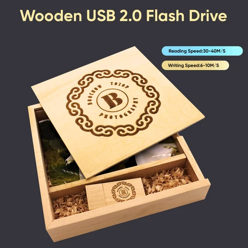 Imagen 2 del producto JASTER USB 2,0 unidades Flash fotografía álbum de fotos de madera caja Pen drive logotipo gratis 16GB 32GB 64GB 128GB regalo creativo USB stick