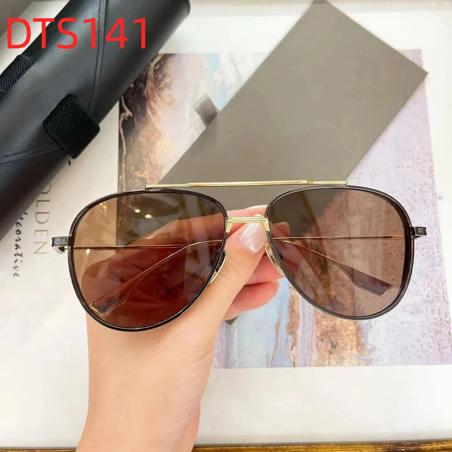 

New DT SUBSYSTEM DTS141 Luxury Design Casual Retro Womens Sunglasses Premium Trend Oval Alloy Frame Men's Sun Glasses With Box