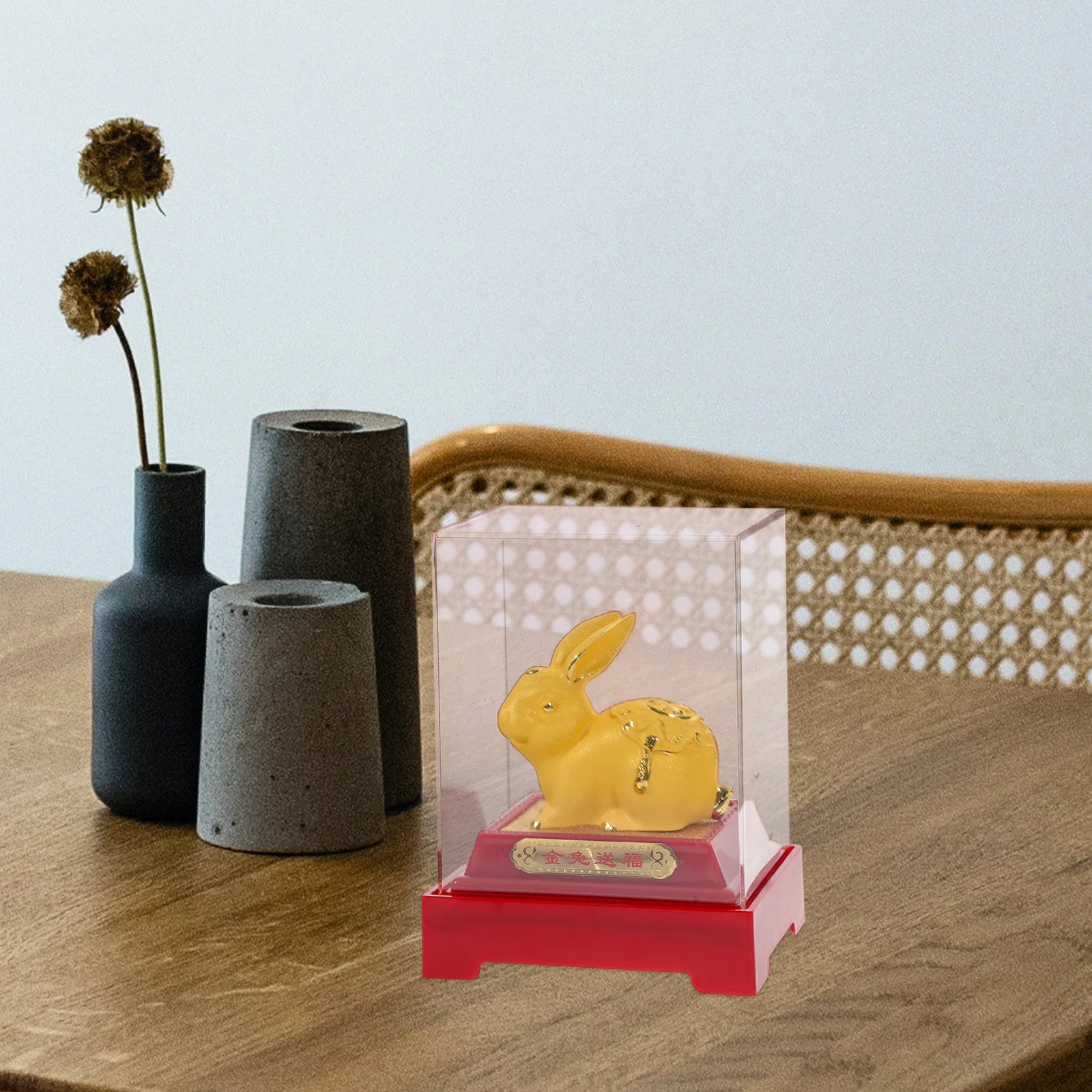 

Year of The nament Small Bunny Statue Decorations Golden Rabbit Figurines for Home Desktop New Year Zodiac Cartoon Toy Rabbit