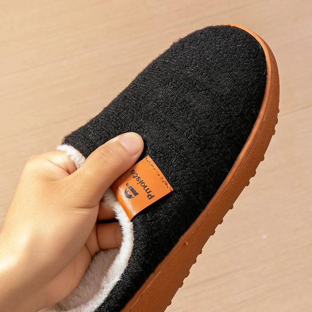 Platform Slippers Women TPR Sole Memory Foam Non Slip Warm Wedge Knited Indoor Cozy House Shoes Winter image 4