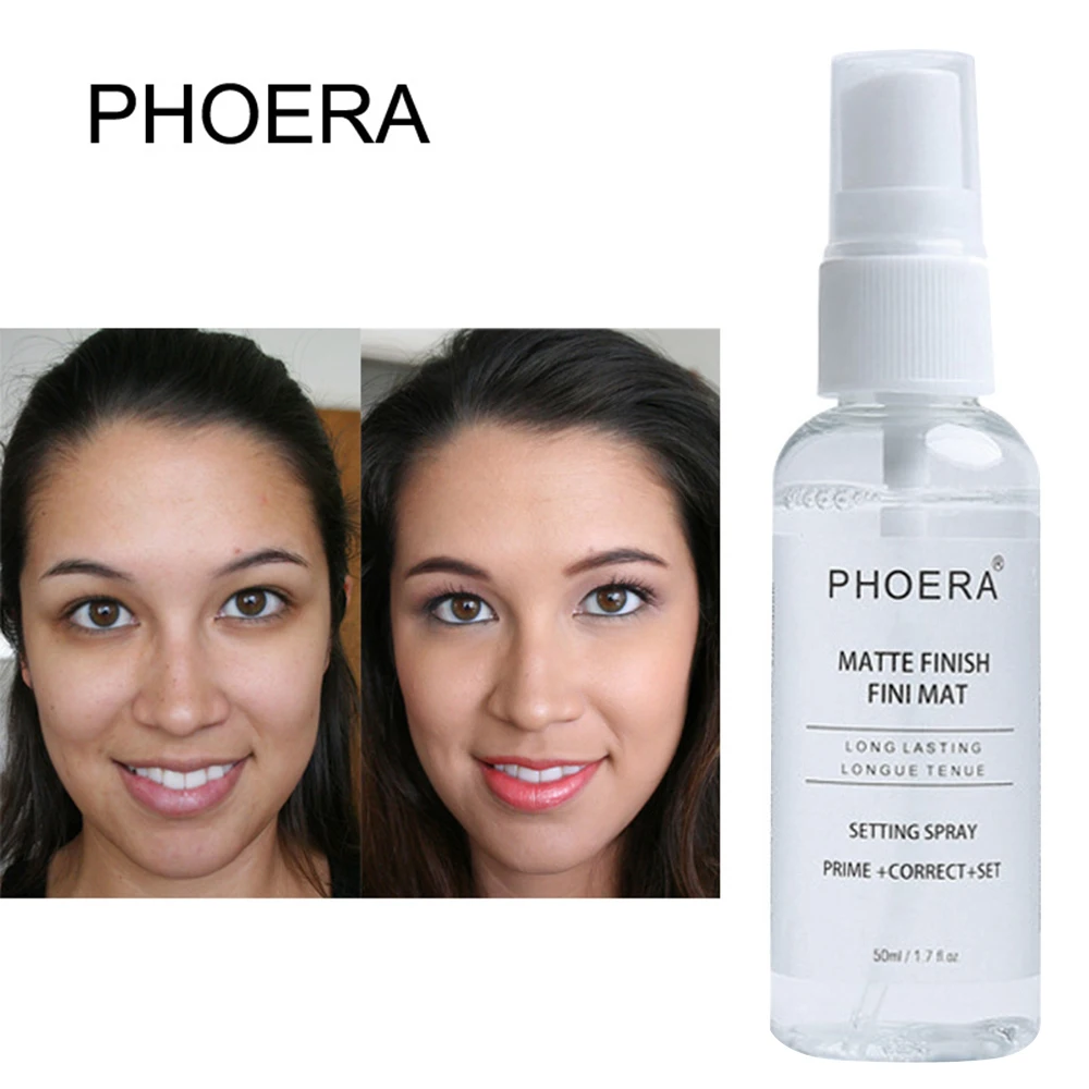 PHOERA 50ML Primer Matte Longlasting Transparent Fix Makeup Spray Oil Control Natural Portable Make Up Fix Foundation Spray