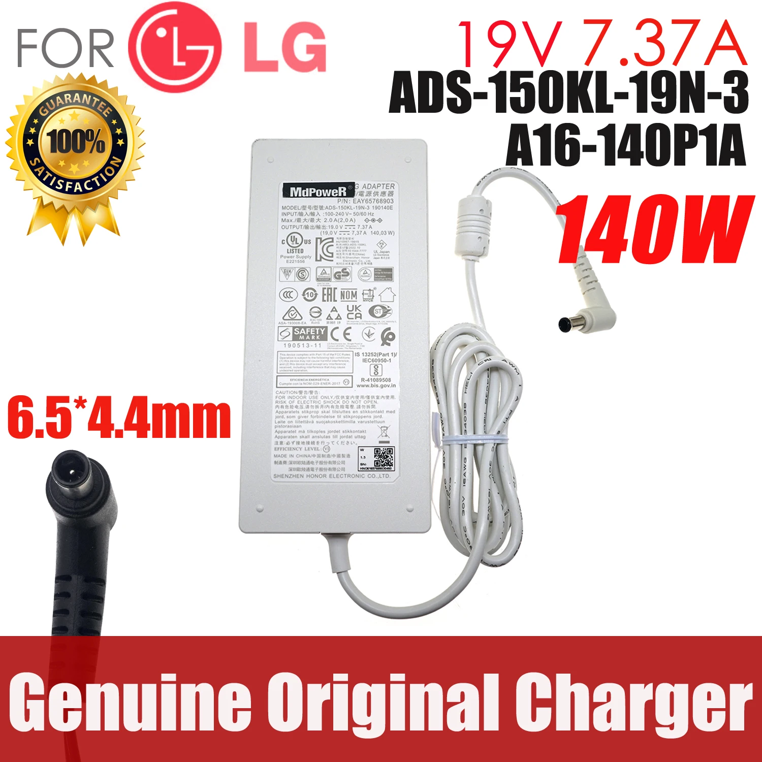 

Original A16-140P1A ADS-150KL-19N-3 140W 19V 7.37A LCAP31 AC Adapter For LG LED LCD Monitor 34UC97 27UD88 34UM95 Power Supply