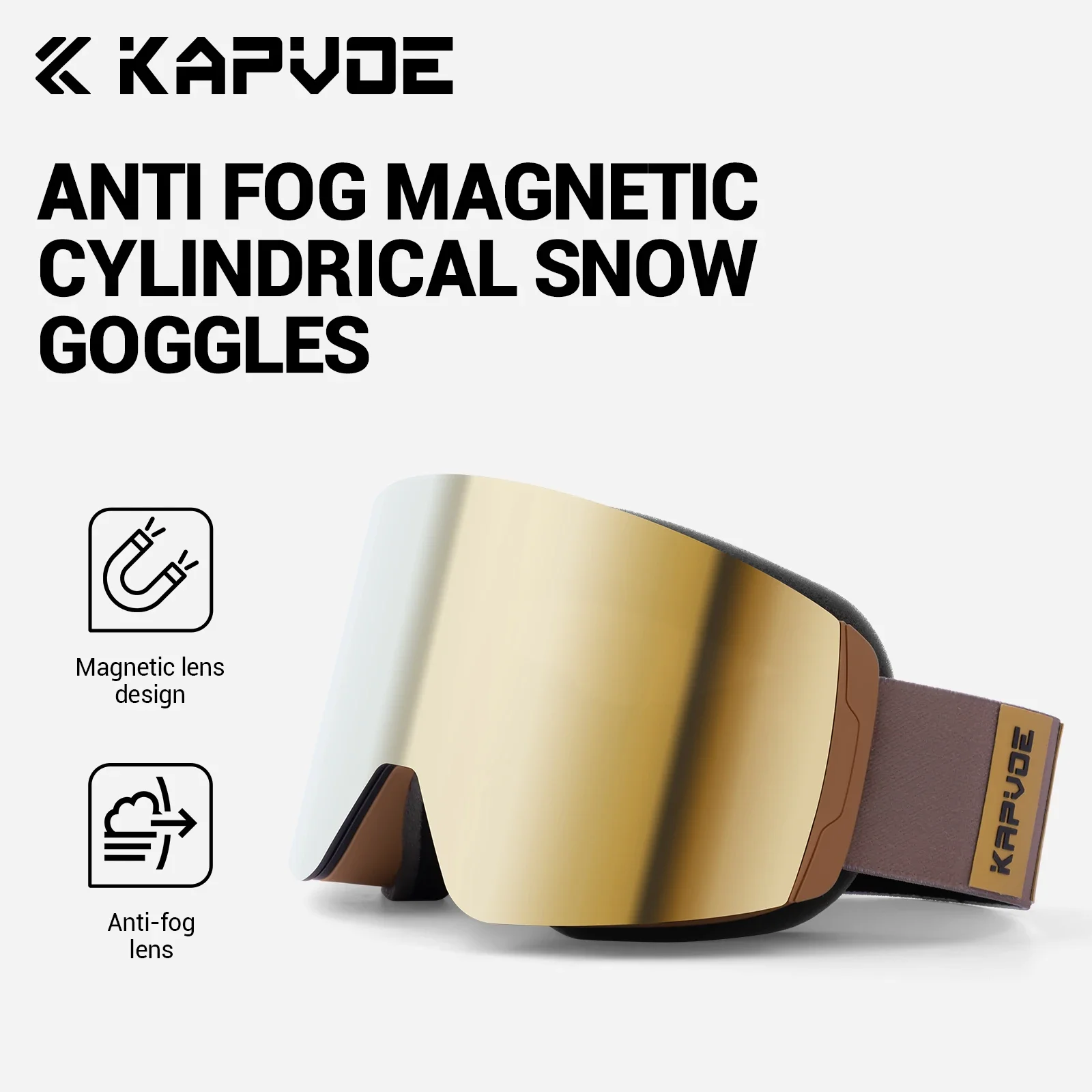 KAPVOE New Outdoor Photochromic Winter Sports Skiing Snowboard Men Women UV400 Snow Ski Goggles Magnetic Anti-fog Ski Glasses