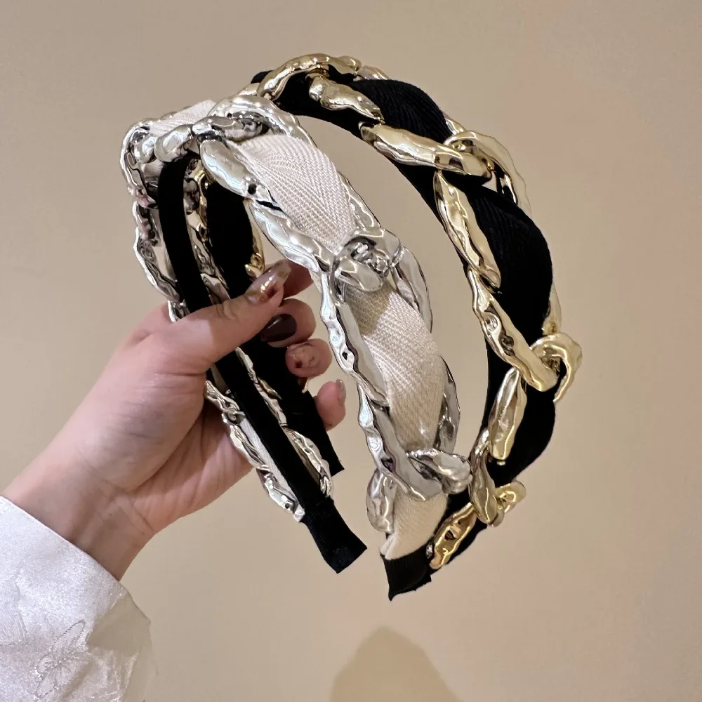 

Korean Fashion Metal Chain Headband for Women Fashion Elegant Hairband Hair Hoop Accessories Trendy Headwear Jewelry Gifts