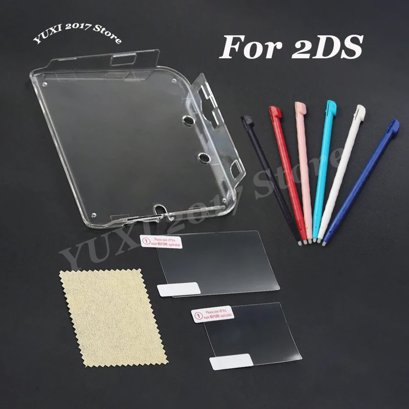 Kratzfeste Schutzhülle Crystal Hard Shell für 2DS Transparente Schutzhülle Displayschutzfolie und Touch Pen