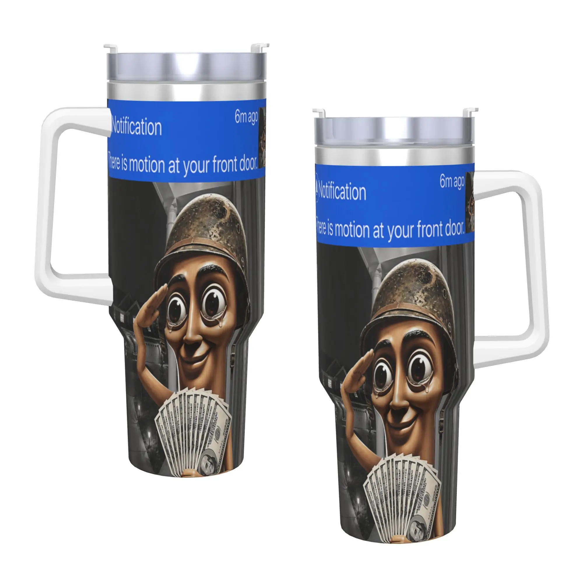 There is Motion at Your Front Door Tung Tung Tung Sahur Meme Stainless Steel Tumbler  Beach Car Mugs Large Thermal Mug