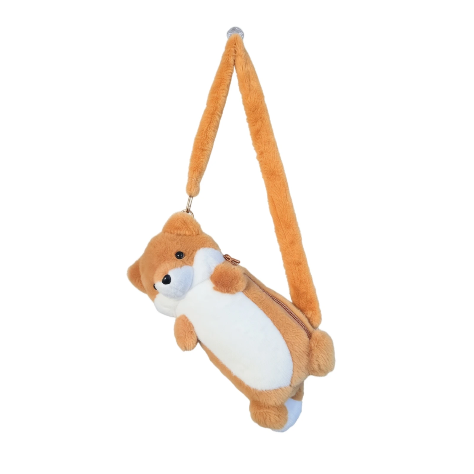 Fluffy Fox Pencil Case Cute Animal Crossbody Bag Kawaii Plush Pen Pouch Creative Stationery Organizer School Kids Girls Supplies