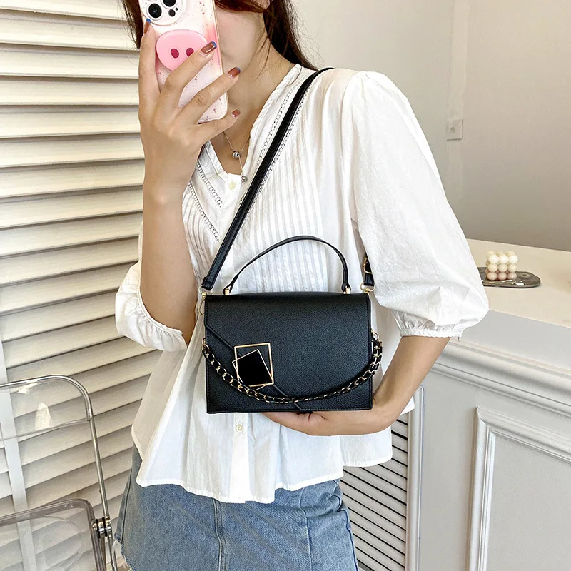 Fashion Square Shoulder Bag Chain Handle Small Handbags And Purses Designer Solid Pu Leather Crossbody Bags