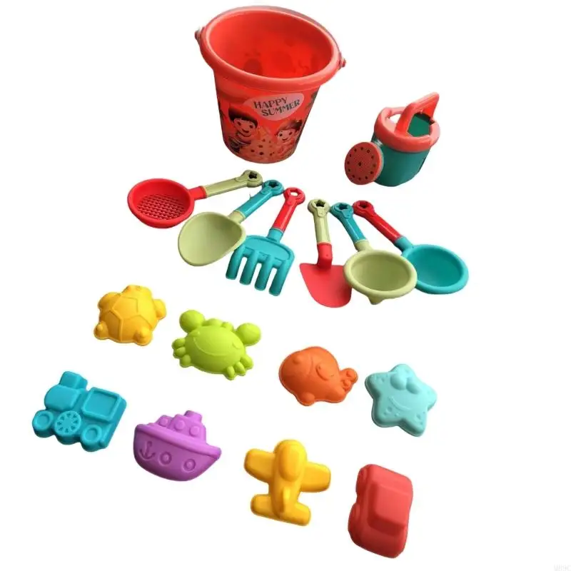 M89C Children Sand Play Play Set 14 / 16pcs avec des pelles sable jouet plage moisissure poisson