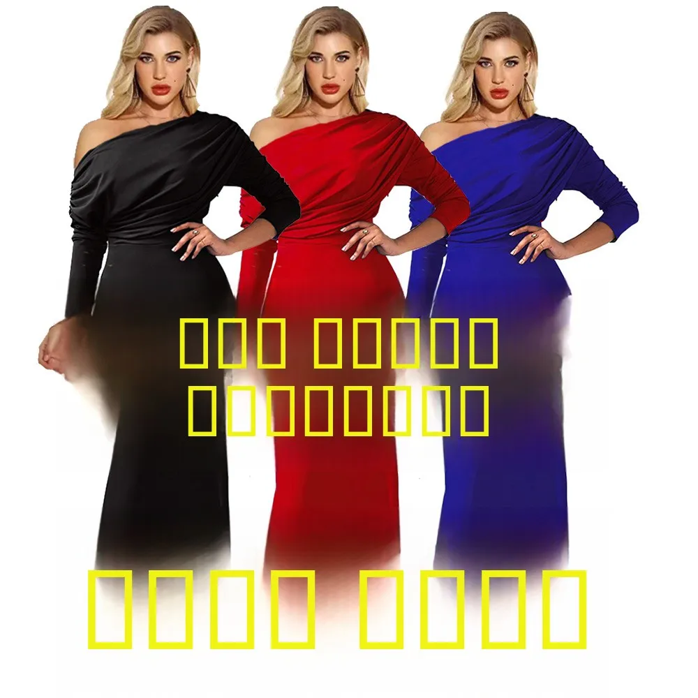 

Sexy Slim Pleated Evening Dr Long Sve Adult Ceremony Polyester Fiber One oulder Gown for Women in Their 20s And 30s