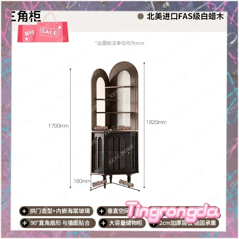 HHhot Sale Retro All-solid Wood Corner Cabinet, Living Room Decoration Storage, Antique Locker