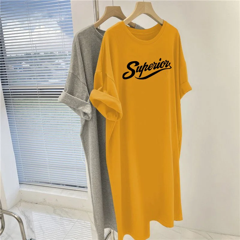 

Women Clothing Loose Casual Straight Dresses, Summer Cartoon Printed Knee Length Tunic, Vintage O-neck Short Sleeve Dress