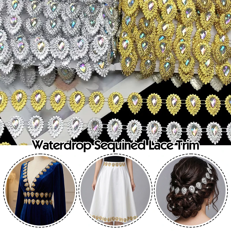 

4.5M 2.6cm Width Rhinestone Silver Handmade DIY Beaded Lace Trim Clothing Accessories Plastic Components Rhinestone Chain