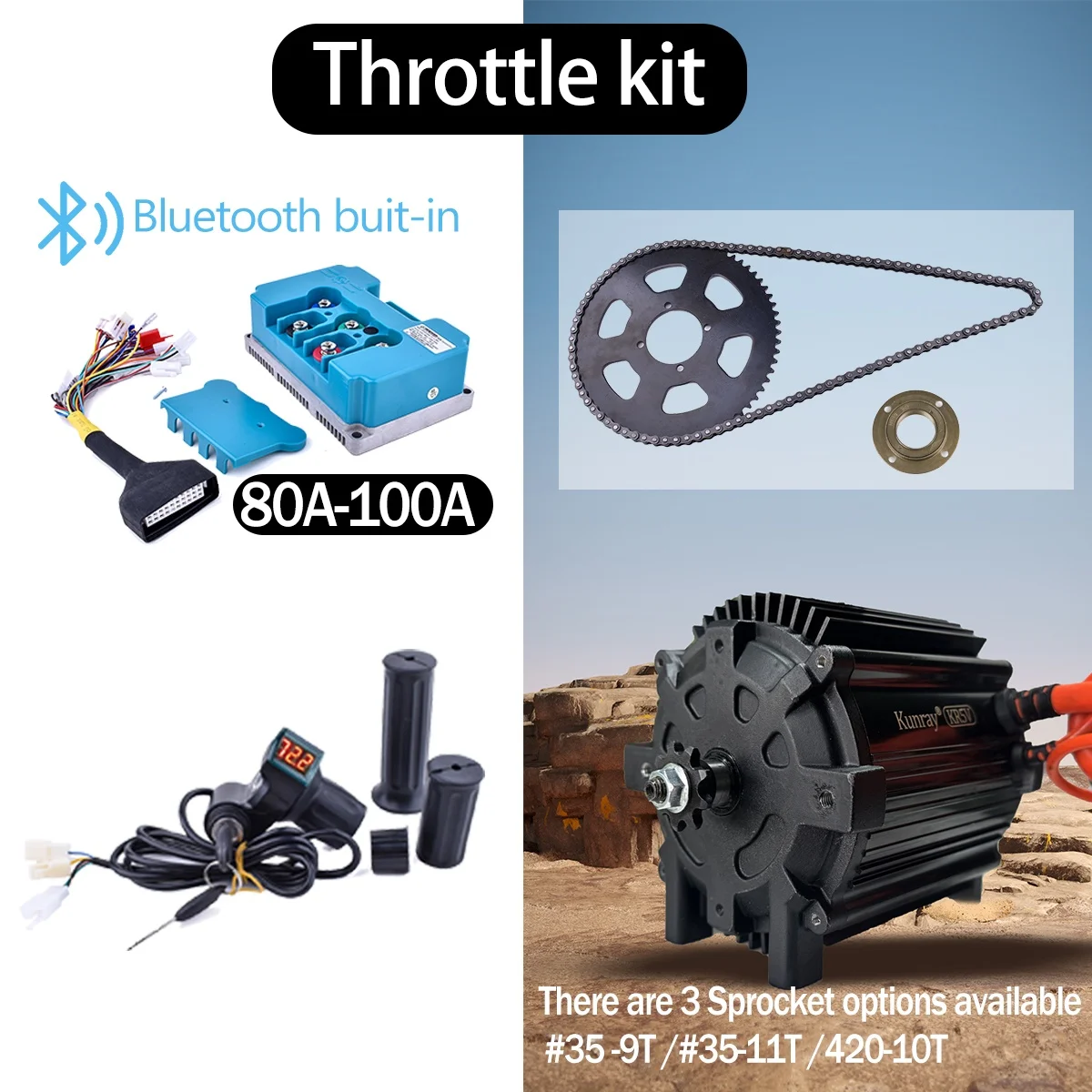 Kunray KR5V 72V 5000W Elektrische Borstelloze Motor Kits DC Motor Piekvermogen 10000W Voor Crossmotor /scheermes/MX Bike Upgrade