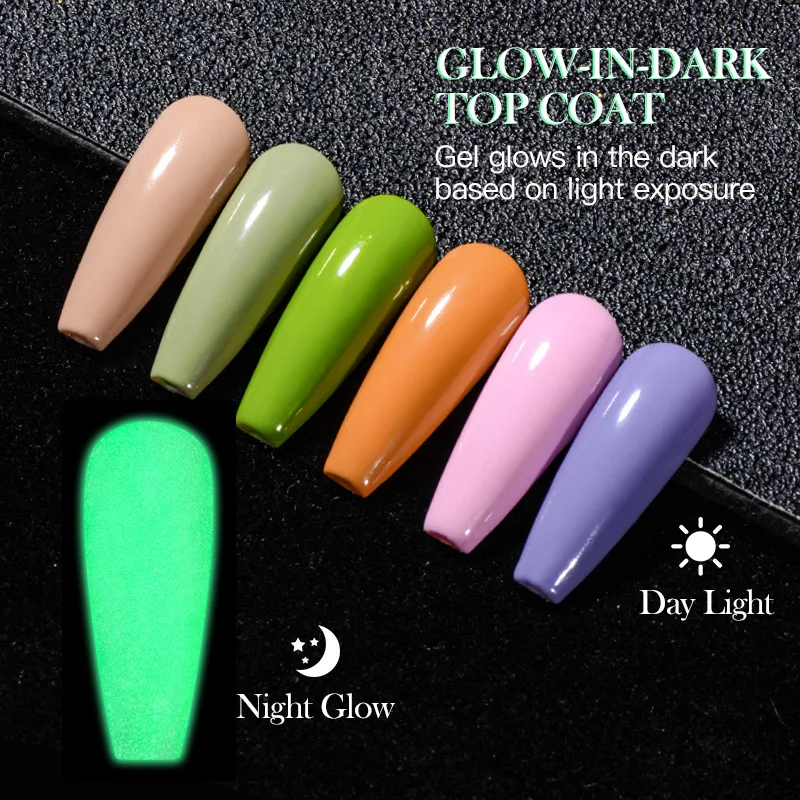 Mtssii Luminous Gel Top Coat Semi Permanent Glow In Dark Fluorescent Soak Off UV LED Color Gel Nail Varnish Nails for Manicure