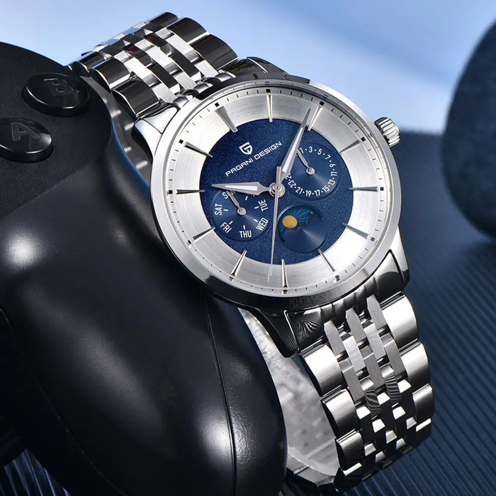 

PAGANI DESIGN New Men Gift Watch 40mm Quartz Watch Multi functional Mens Watch Sapphire Glass Stainless Steel Waterproof Watches