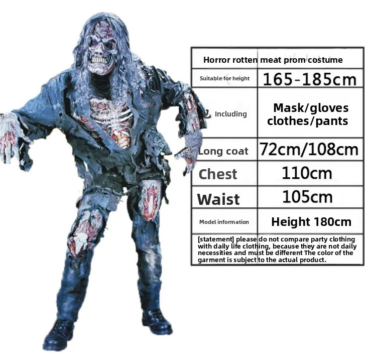 

Новинка 2025, костюм на Хэллоуин для взрослых, eup Par Terror, костюм зомби, одежда с изображением зомби, Бог смерти, женская модная летняя одежда