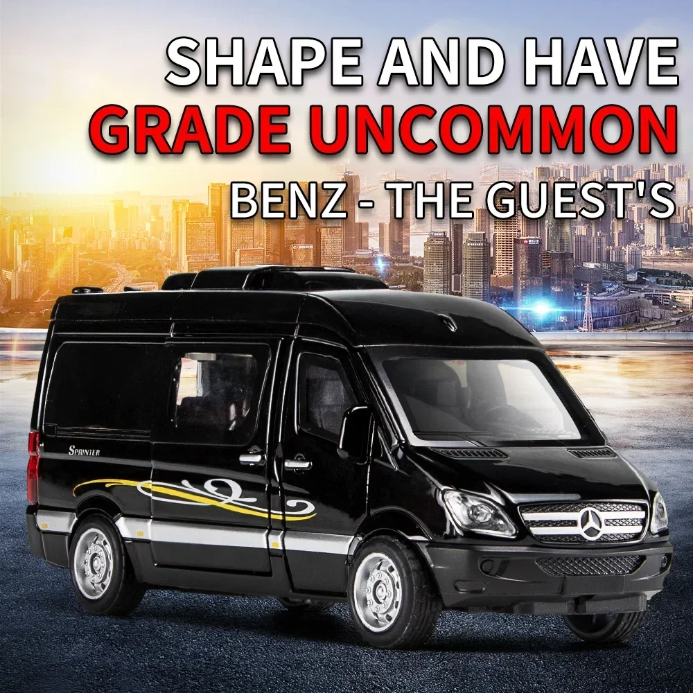 

1:32 Mercedes Benz Sprinter, имитация сплава, лимузин, модель автомобиля, звук и свет, детская игрушечная машина, караван, подарок на вечеринку A410Fashi