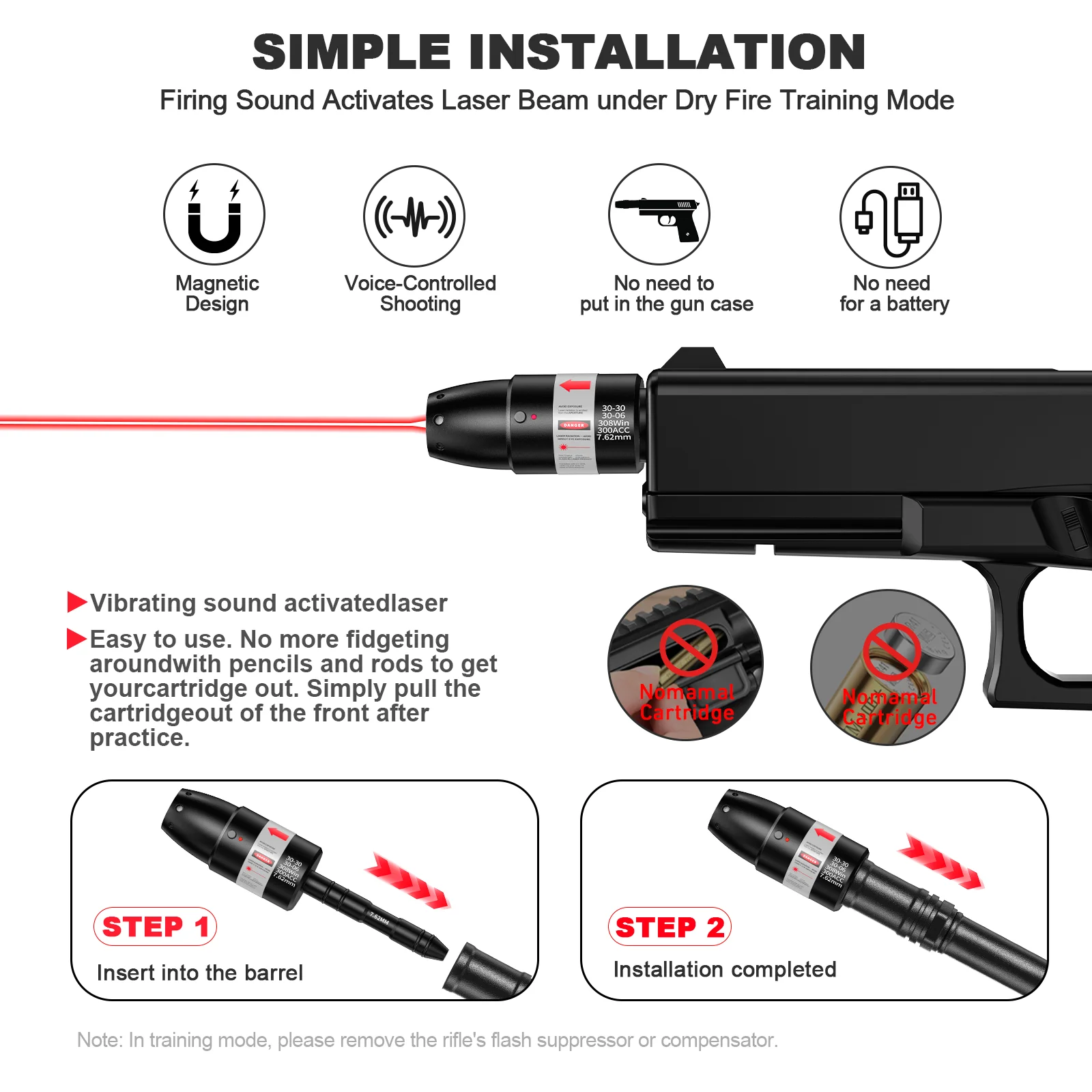 30-30.308win upgraded dual-purpose laser trainer with high-precision static calibration and target locking