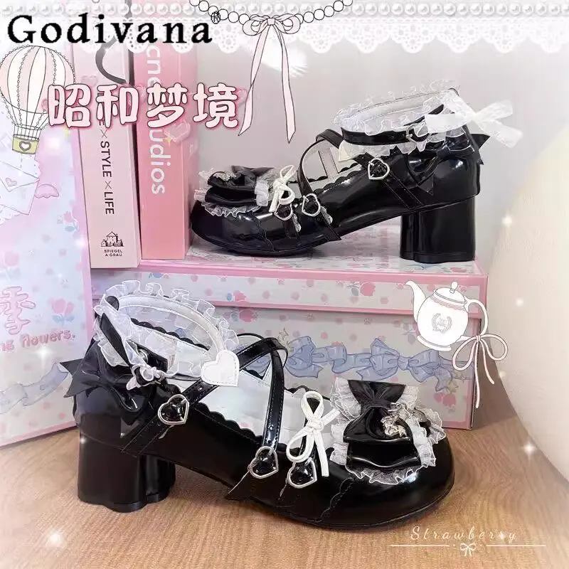 

Academy style Japanese original Lolita high heels sweet cute girl doll feeling, round head thick heel Mary Jane single shoes