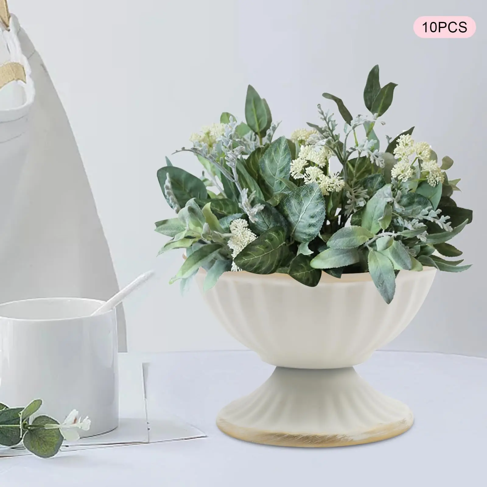 미니 화이트 꽃꽂이 화분 10개 (센터피스용), 2.6인치 웨딩 테이블 꽃병/화분 장식, 트럼펫 화분 (홈용)