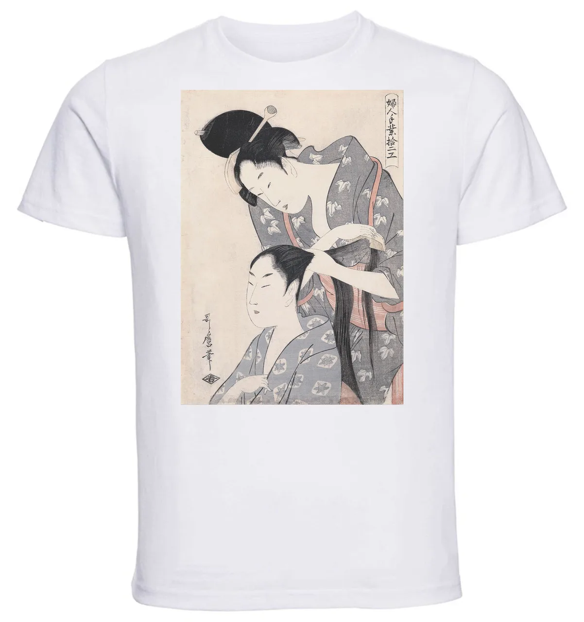 

Футболка унисекс белая Ukiyo-e Utamaro Hairdresser из серии «Двенадцать типов женских изделий» 06,