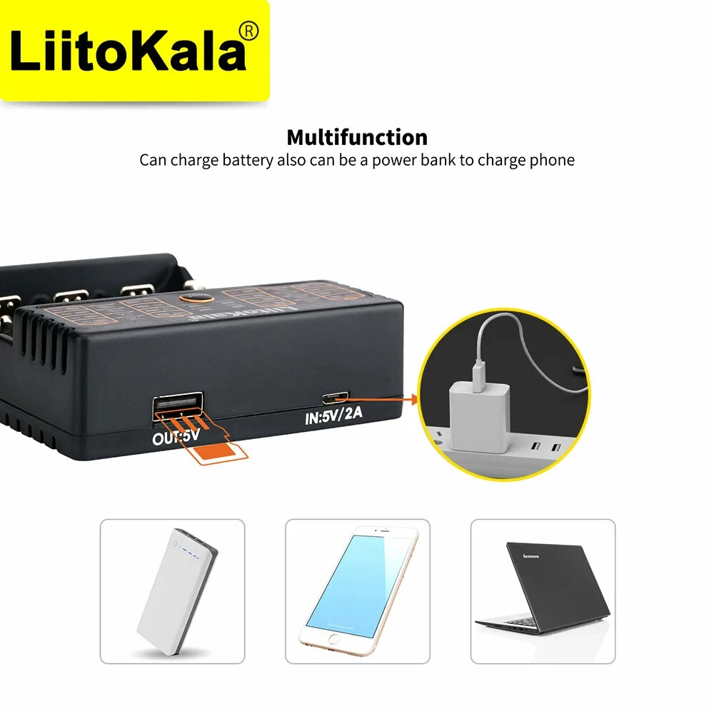LiitoKala Lii-402 18650 Smart Battery Charger 1.2V 3.7V 3.2V 3.85V for 26650 18500 18350 17500 16340 14500  Battery view 3