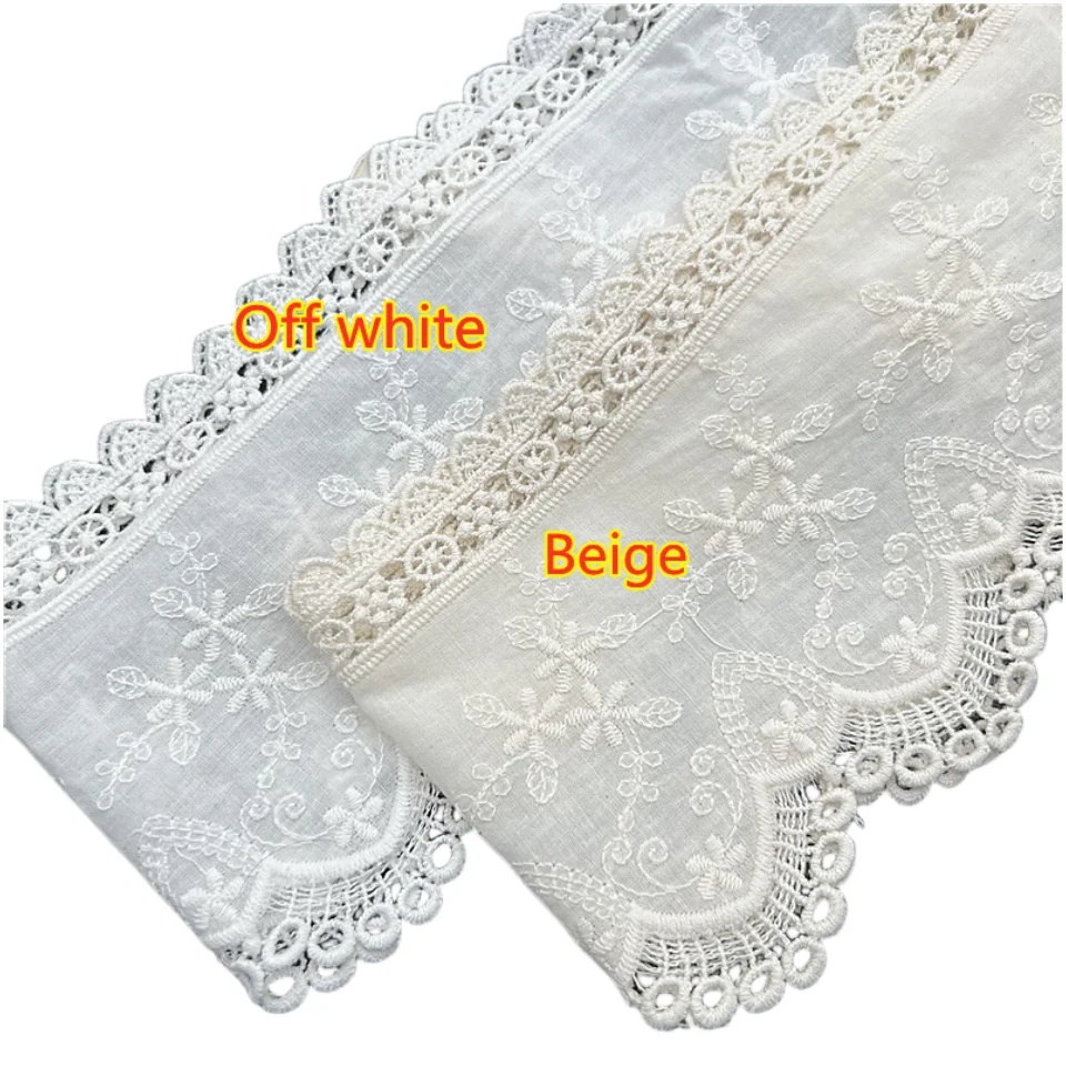 5Yard/Lot Double-Sided Cotton Embroidery Flower Lace Trim 12CM Wide DIY Clothing Dress Home Textile Accessories