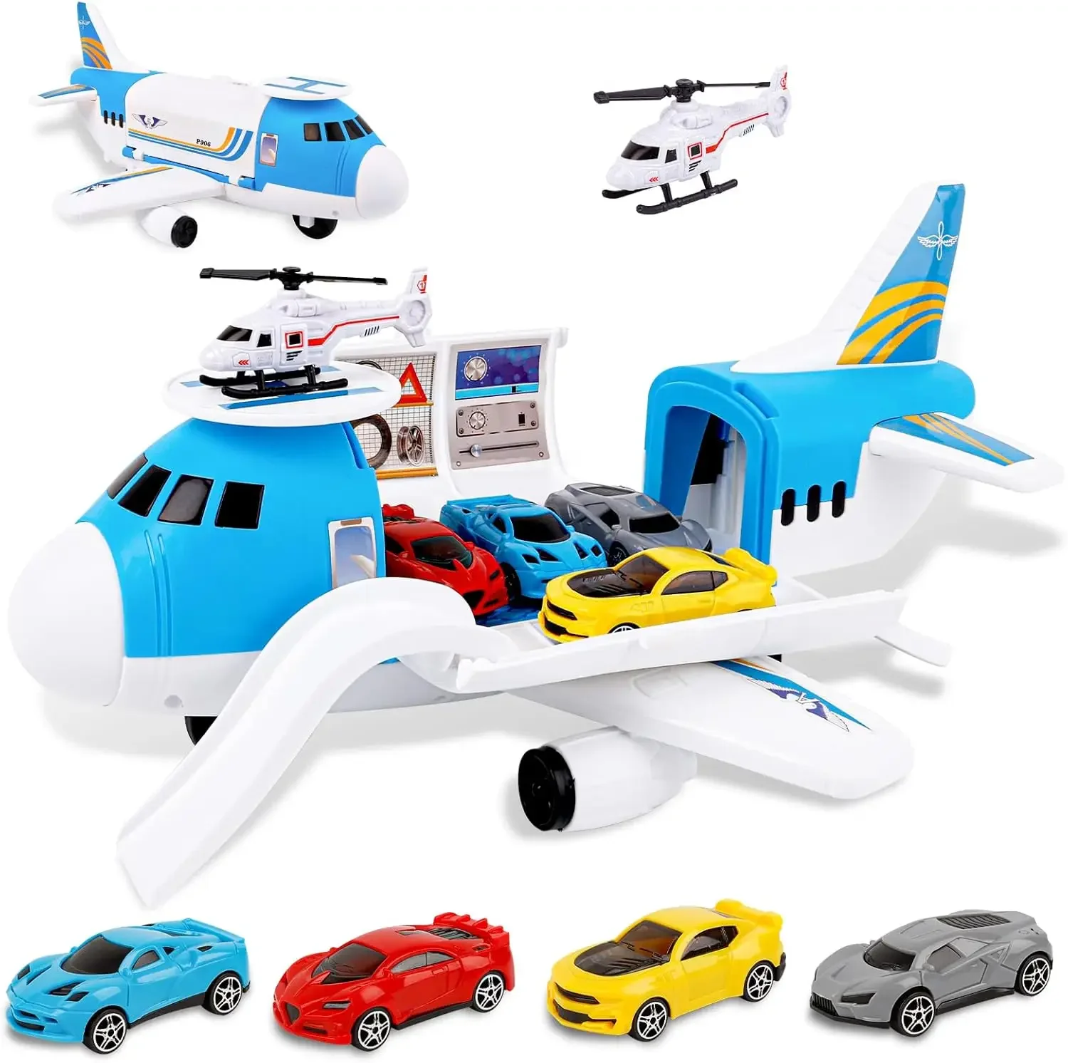 

Transport cargo airplane toy set, including car and helicopter, inertia vehicle toy set, children's educational toy gift