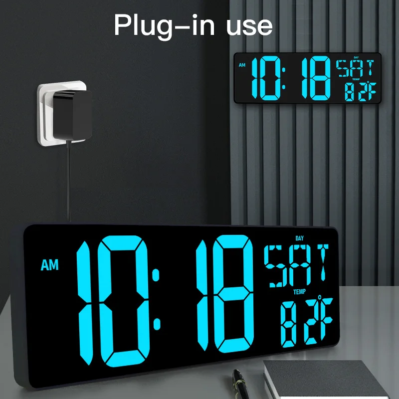 

TXL17.2" Digital Wall Clock Large Display LED Wall Clock with Date and Temperature,Count Up/Down Timer Clock with Remote Control