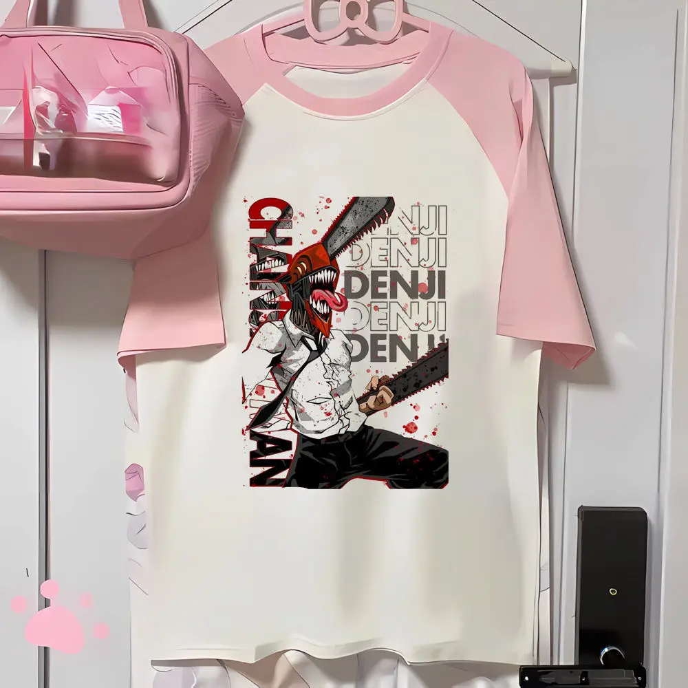 Chainsaw Man shirt girl Retro streetwear Pop Culture Colorful Digital Graphic shirt Punk streetwear graphic Grunge 80s