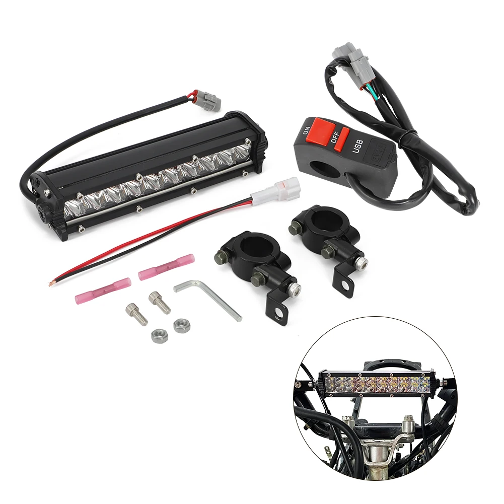 Motorcycle LED Front Headlight Super Bright With ON/OFF Switch USB Ports Plug&Play For Yamaha Raptor 700 700R Honda TRX250X 90X