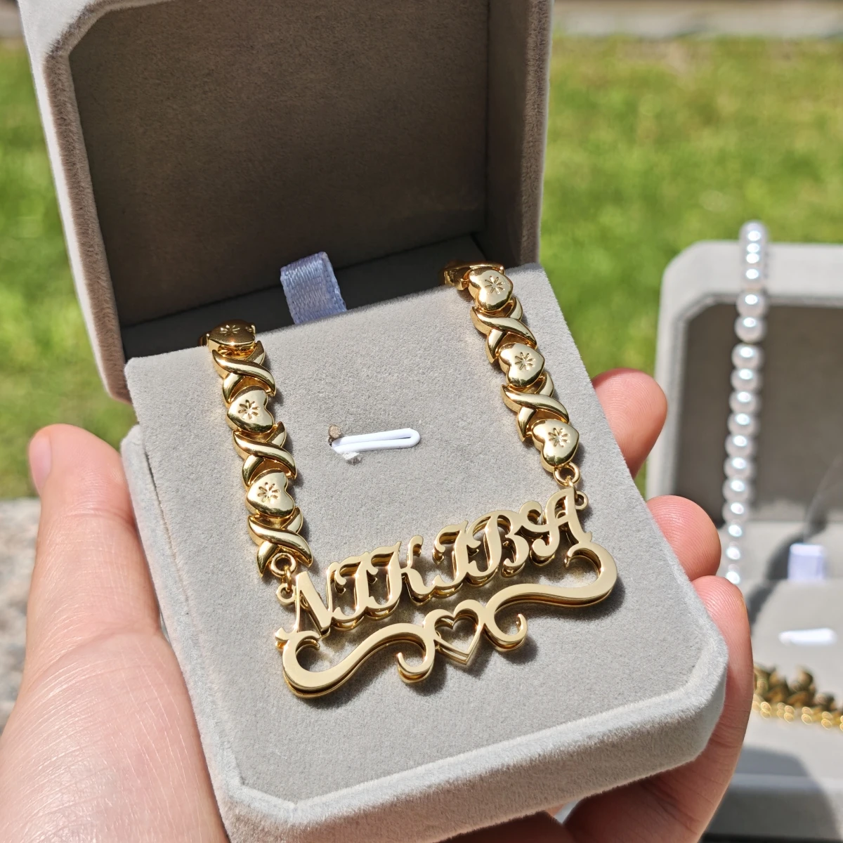Personalized Customized Double-layer Necklace  Stainless Steel Intricately Carved Pattern Necklace XO Chain Fashion Accessories