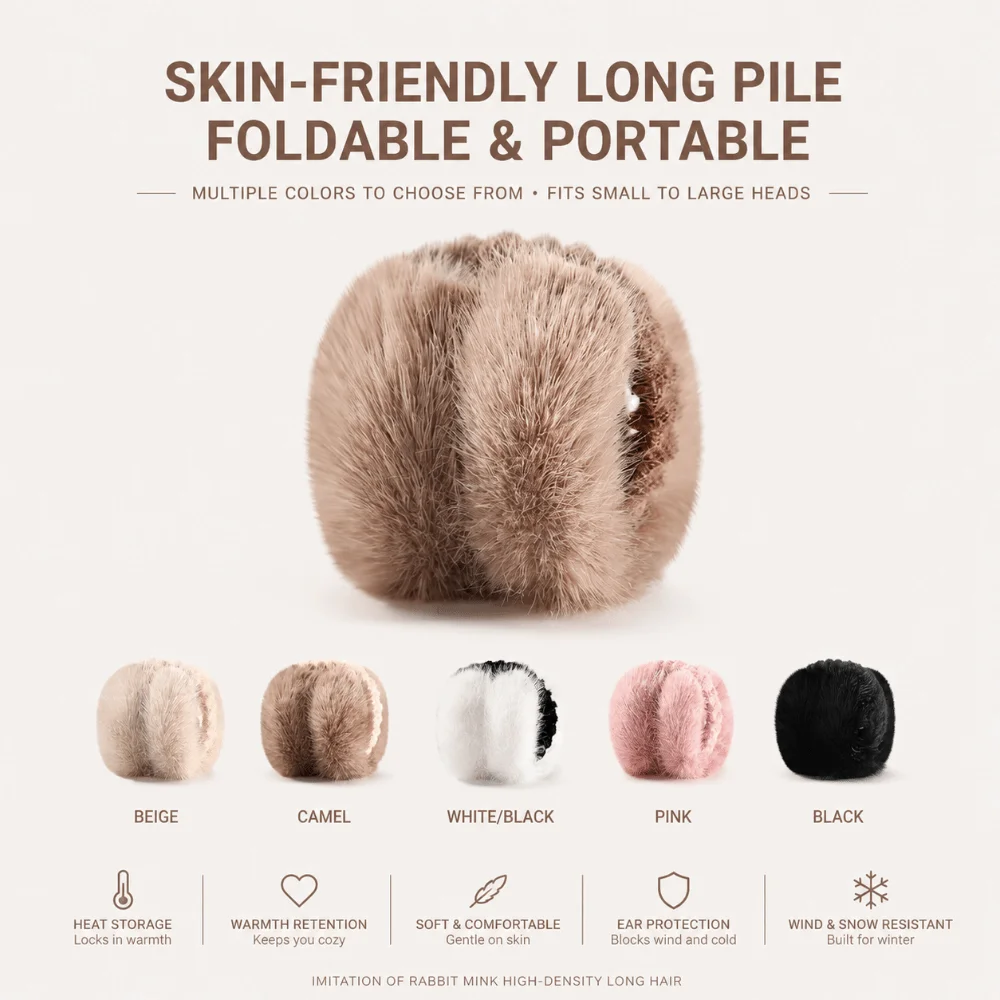 Fashion Warm Winter Earmuffs Folding Soft Earflap Protection Portable Faux Fur Earmuffs Outdoor