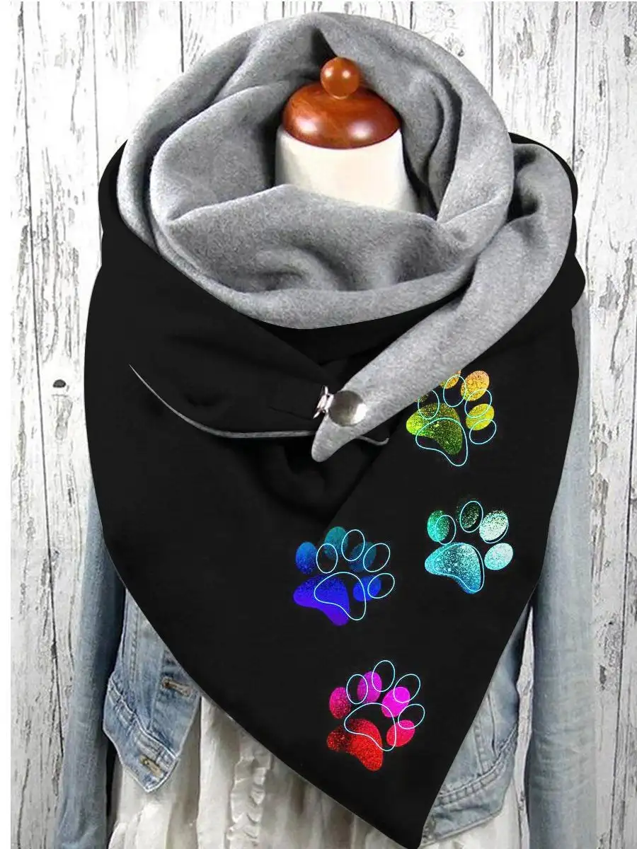 

Punk Colorful Animal Paw Print Casual Scarf And Shawl for Women