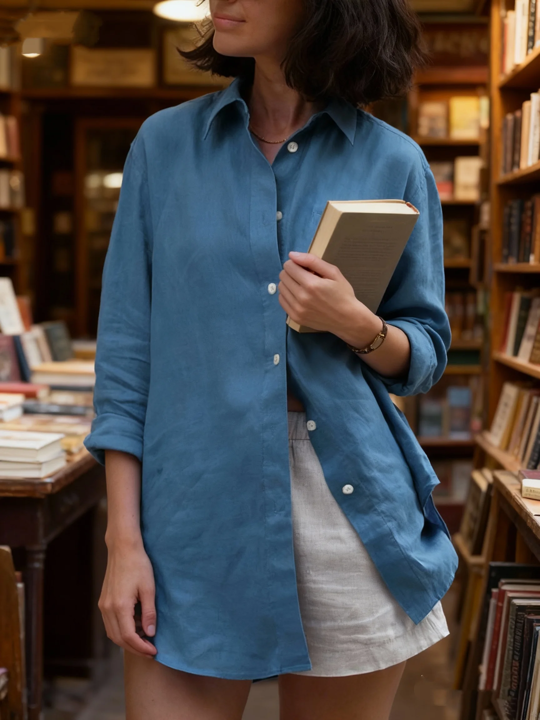 Camicia tinta unita alla moda da donna taglie forti Top autunnale Capispalla versatile Abbigliamento formale da donna