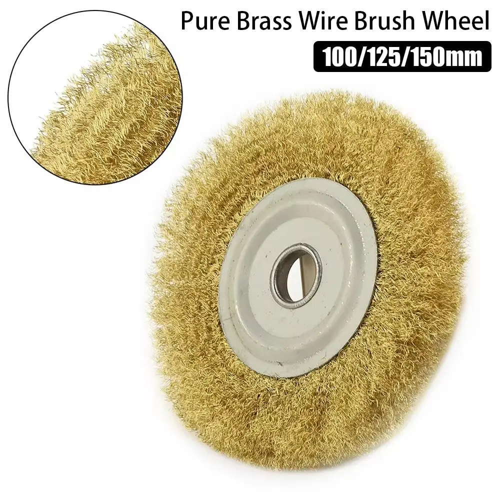 Flat tipo Cobre Wire Wheel para Bench Grinder Metal Polishing Abrasive Tool Pure Brass Brush 100 mm 125 mm 150 mm 1pc